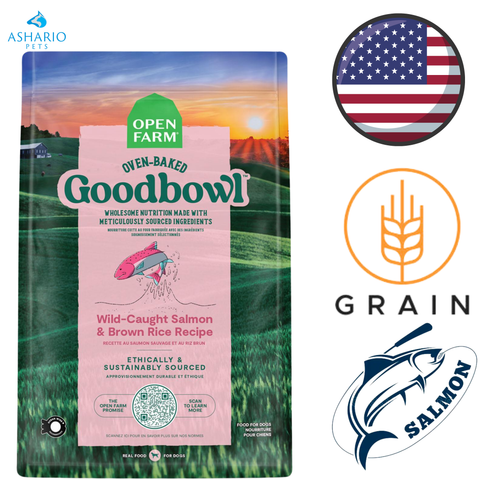 Open Farm - Croquettes pour chiens Goodbowl au saumon sauvage et au riz brun - 1,6 kg, 10 kg
