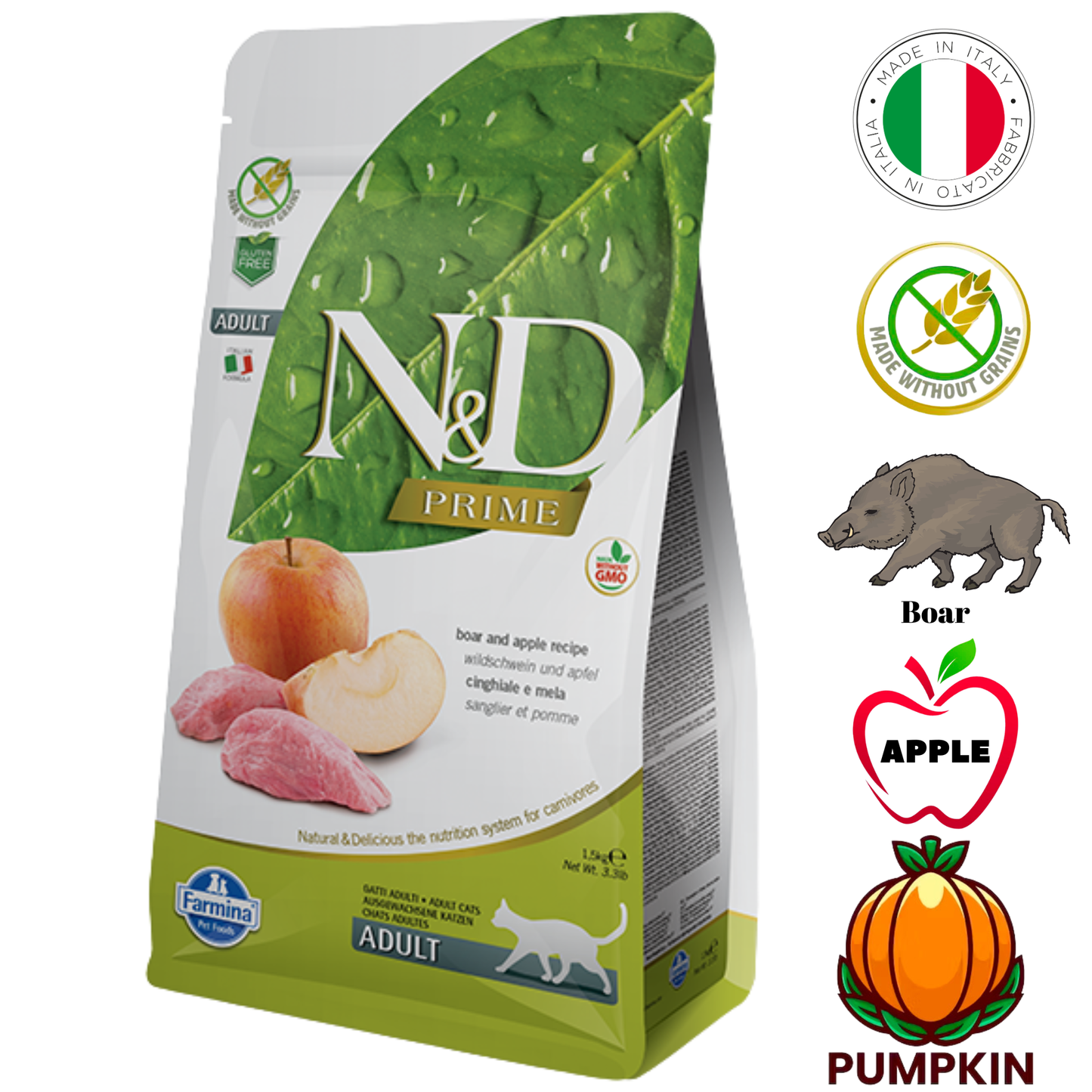 Farmina - Boar & Apple Adult Dry Cat Food