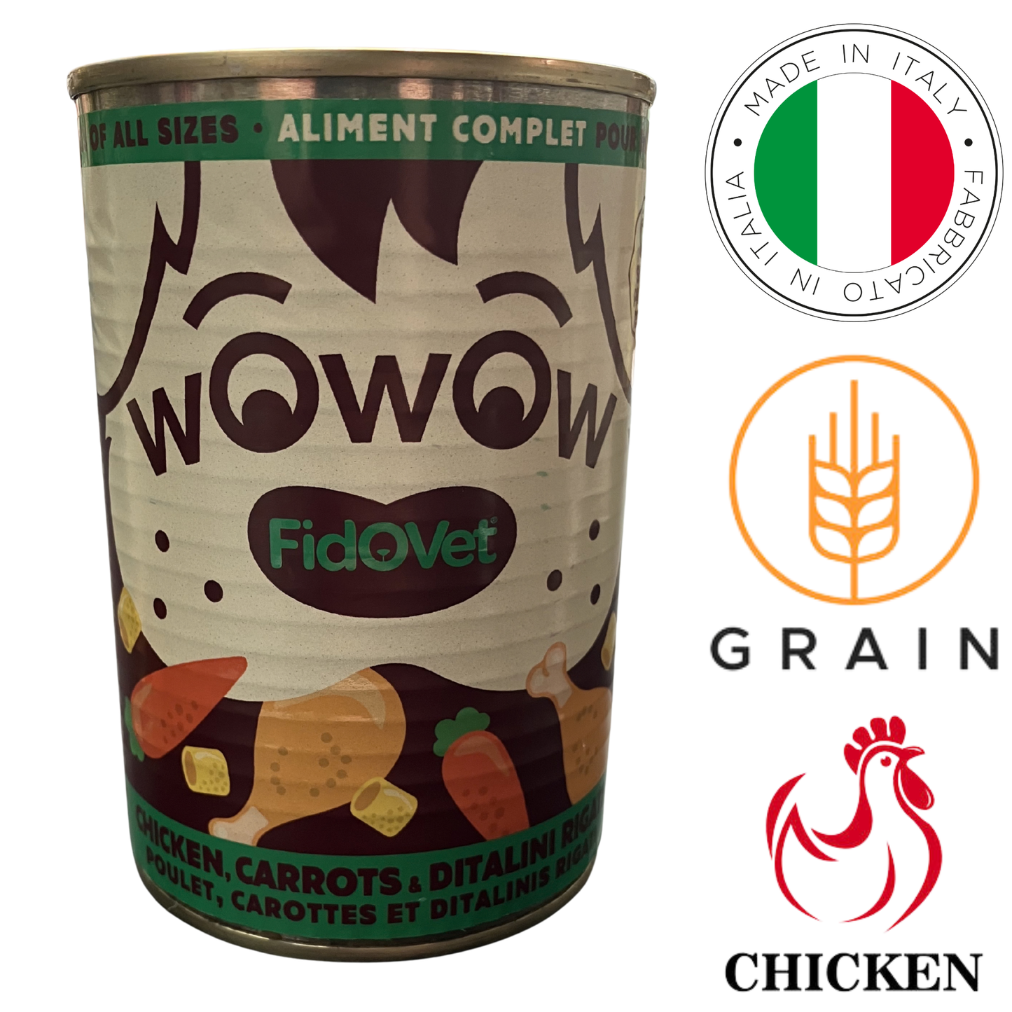 FidoVet - Wowow Chicken, Carrots & Ditalini Rigati Canned Dog Food