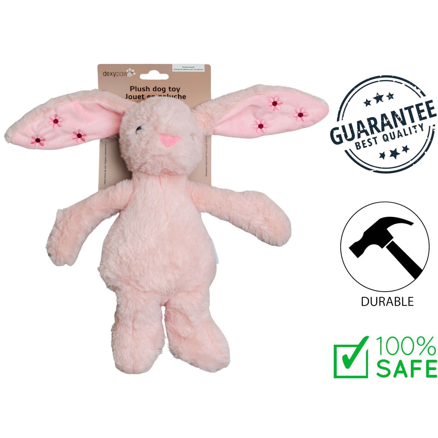 Dexypaws - Blush Bunny Plush Dog Toy — main