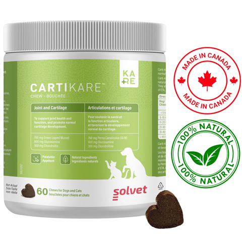 CartiKare - Friandises à mâcher pour articulations pour chiens et chats - 60 unités