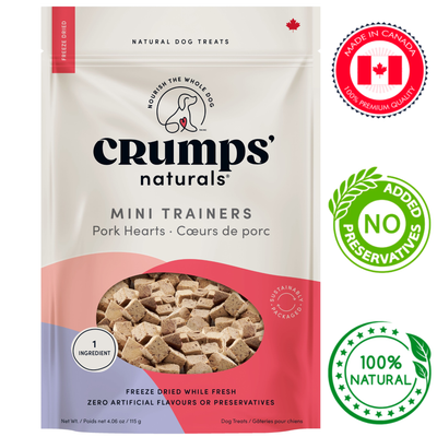 Crumps' Natural - Freeze Dried Pork Hearts Mini Trainers Dog Treats