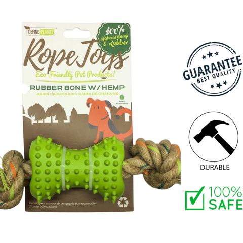 Define Planet - Rubber Bone With Hemp Dog Toy