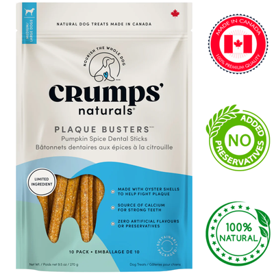Crumps' Natural - Plaque Busters Pumpkin Spice Dental Sticks Dog Treats