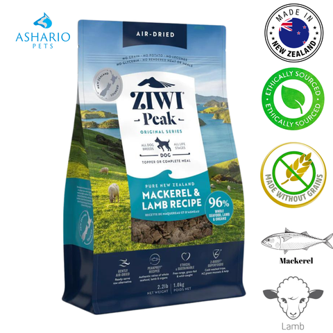 ZIWI - Croquettes pour chien séchées à l'air libre au maquereau et à l'agneau - 1 kg