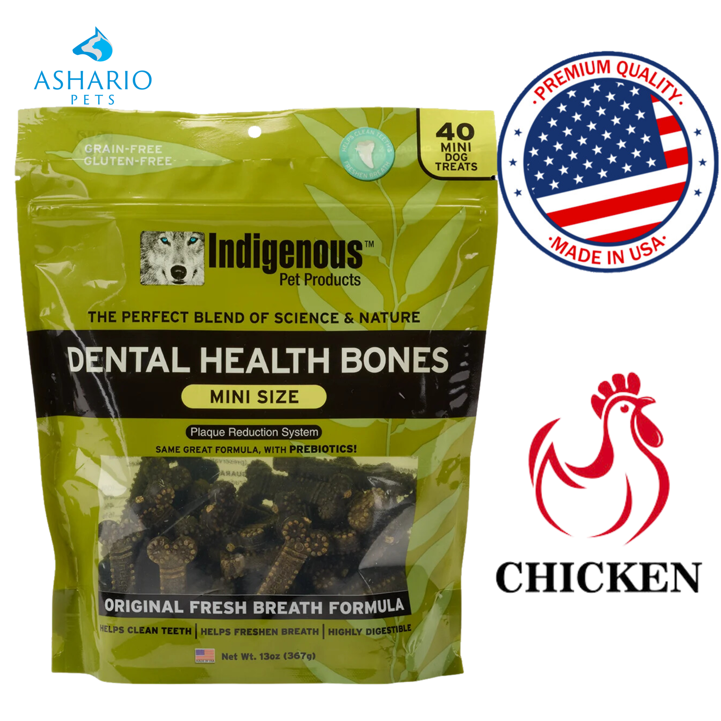 Indigenous Pet - Bones pour la santé dentaire MINI Original Fresh Breath Dog Treats