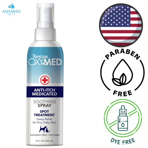 TropiClean - Spray apaisant médicamenteux anti-démangeaisons Oxymed - 227 ml