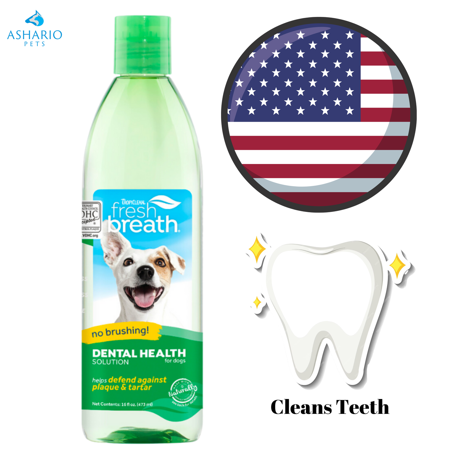 TropiClean - Additif pour l'eau pour soins bucco-dentaires des chiens - 16 oz
