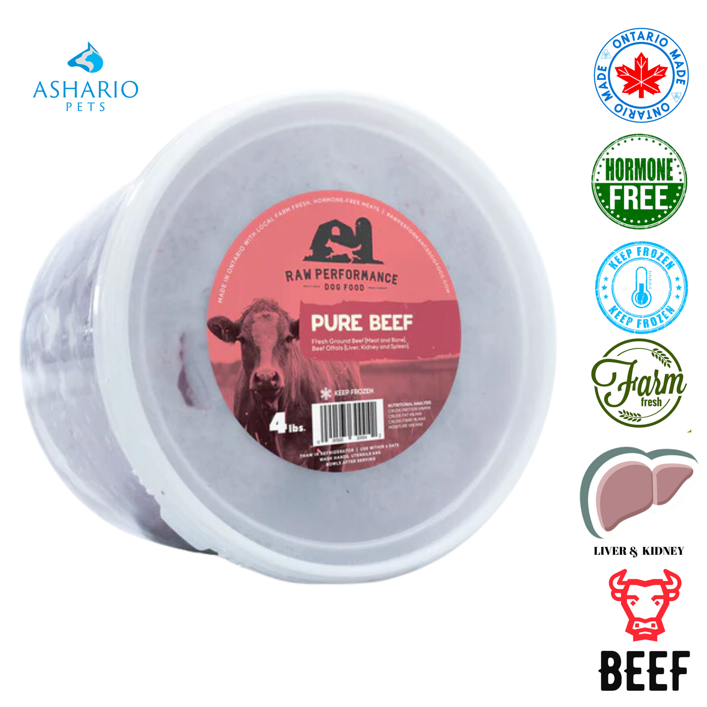 Raw Performance - Nourriture crue pour chien à base de bœuf pur