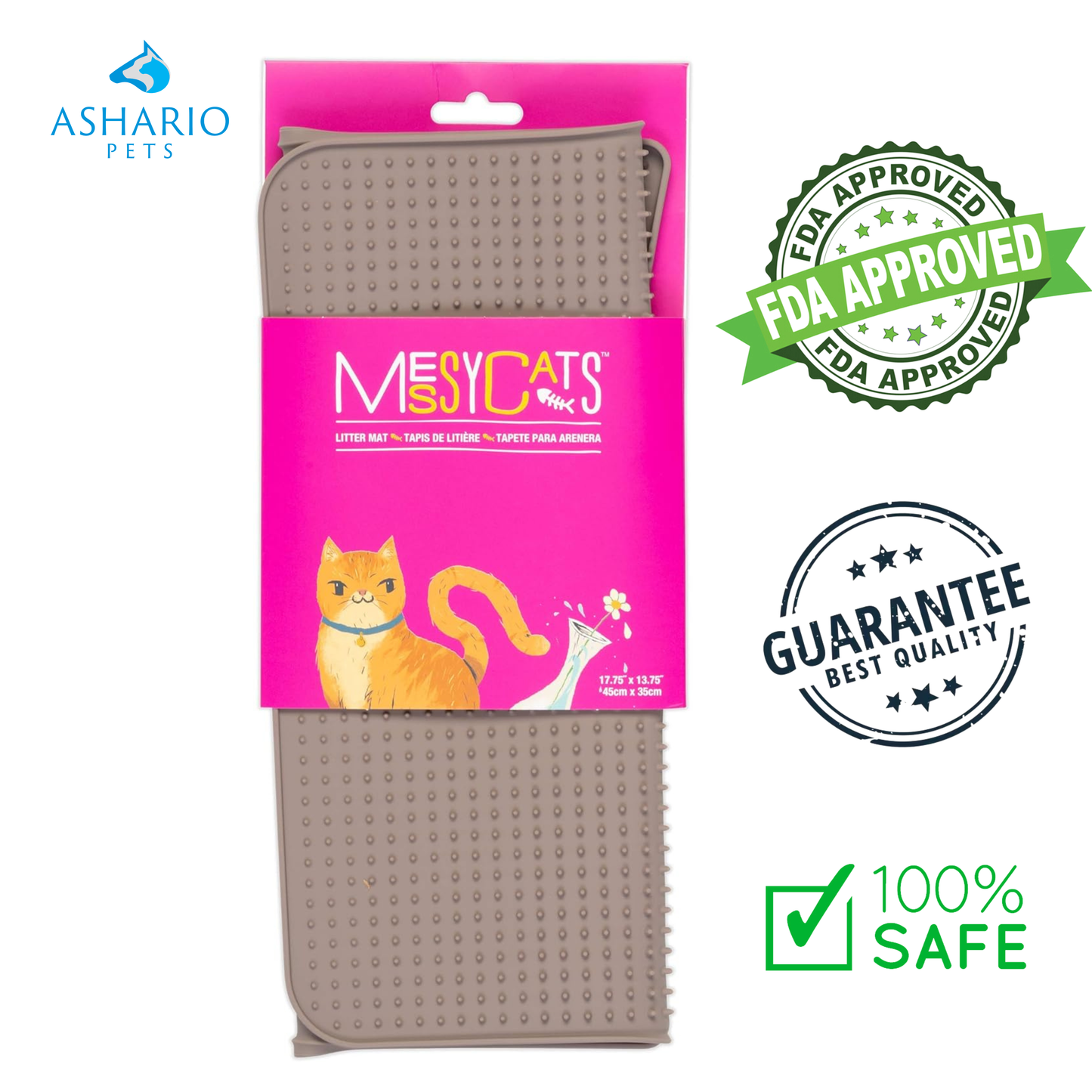 Messy Cats - Tapis de litière en silicone avec picots gradués - 18" x 14" Violet 