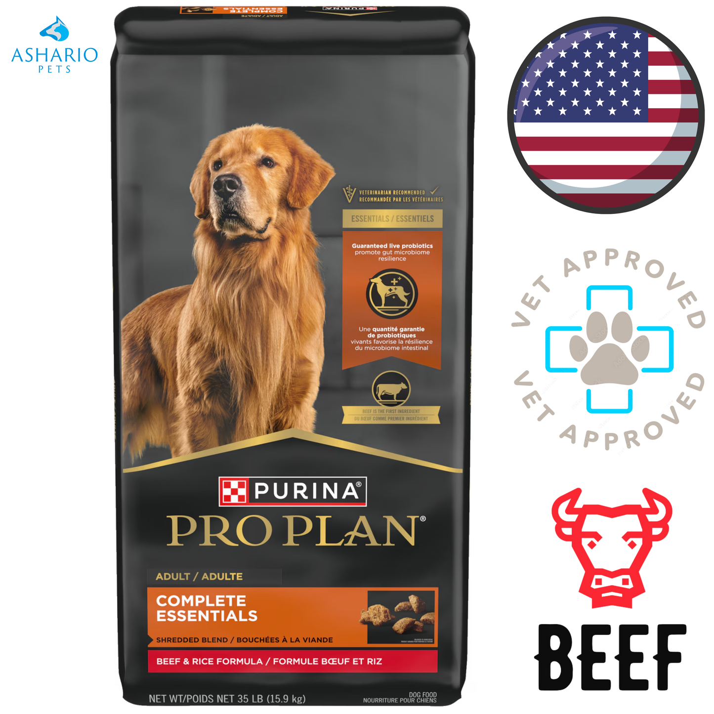 Purina - Pro Plan Complete Essentials Shredded Blend Beef & Rice Dry Dog Food — view 2