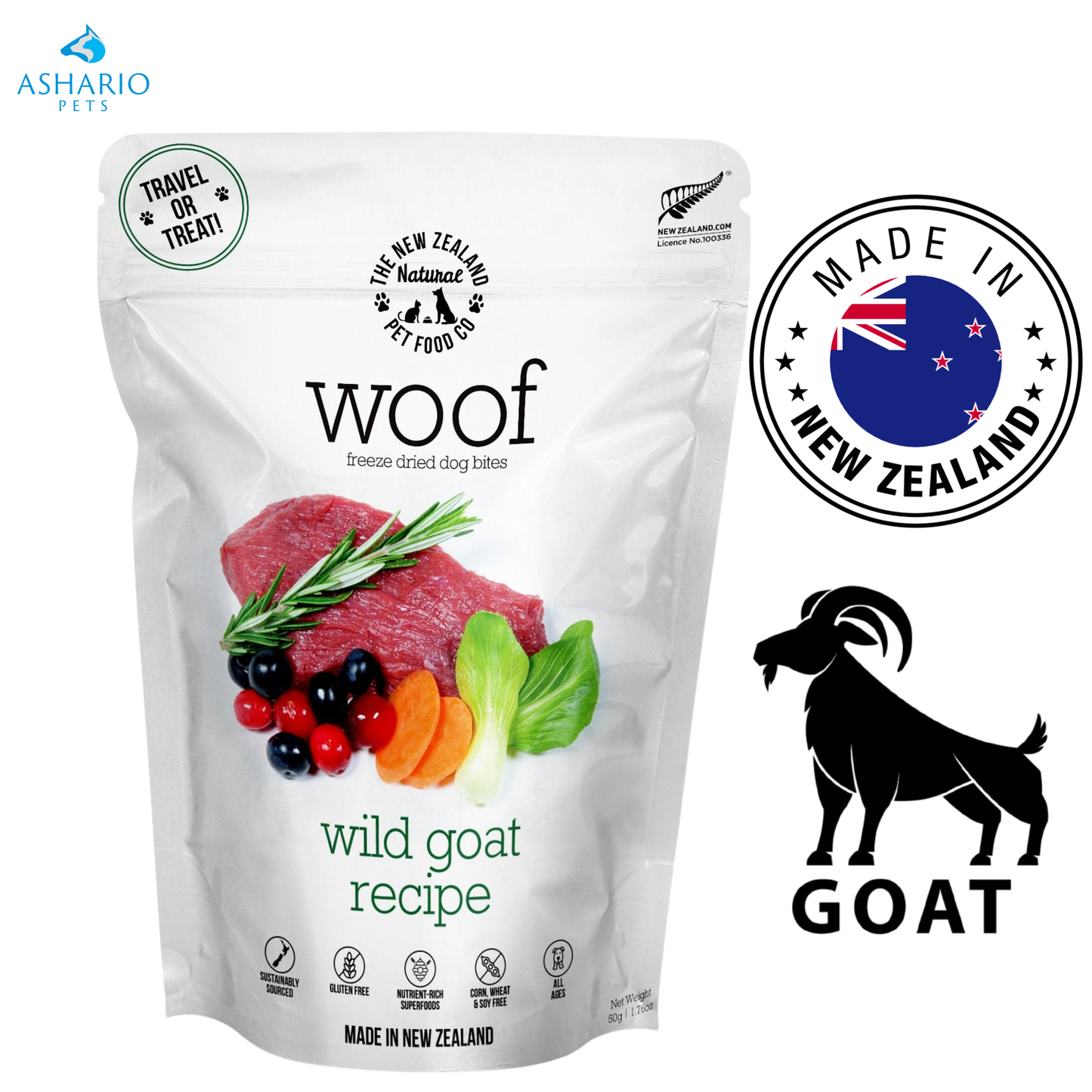 NZPF Woof - Goat Freeze Dried Dog Treats