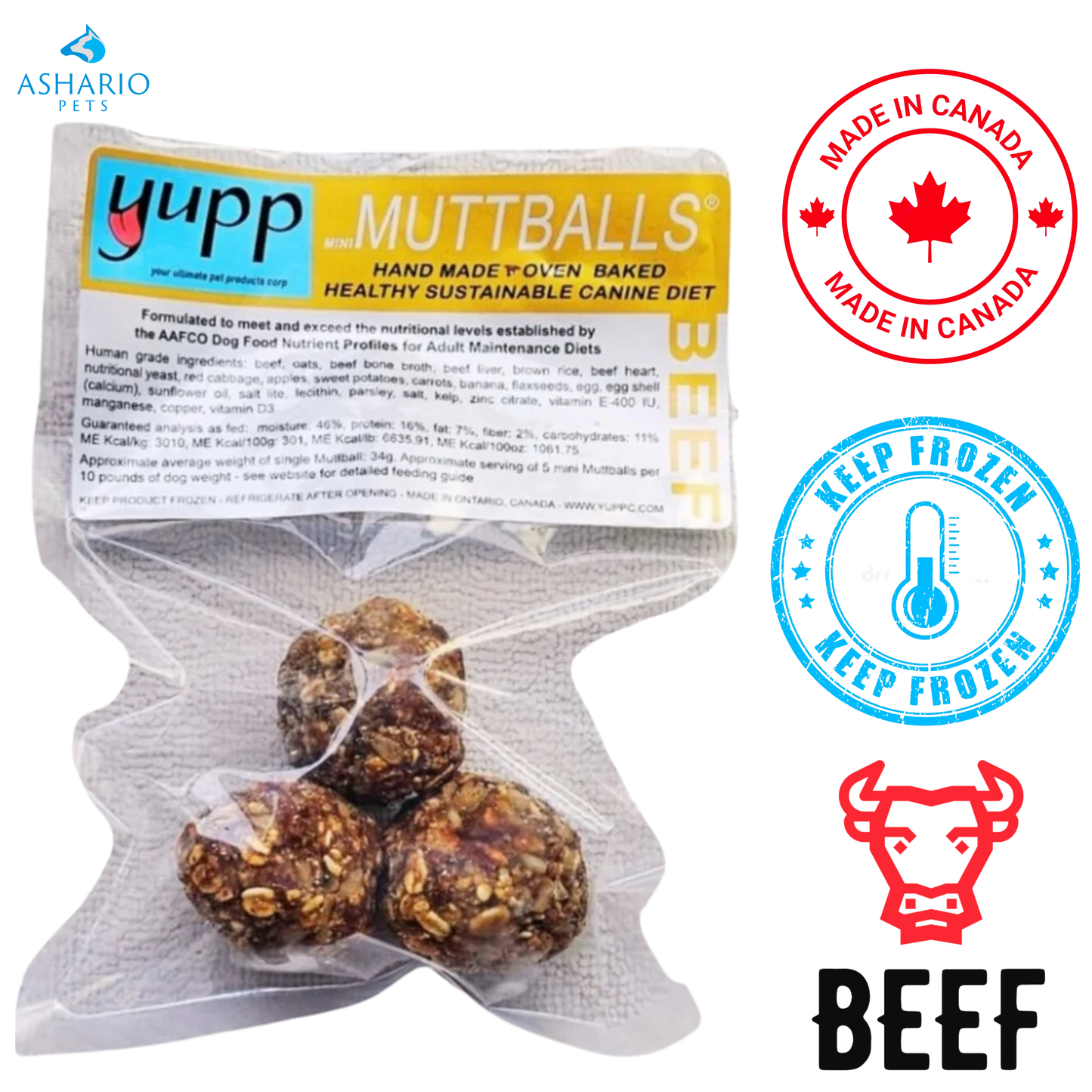 Yupp - Mini MuttBalls Beef Raw Dog Food