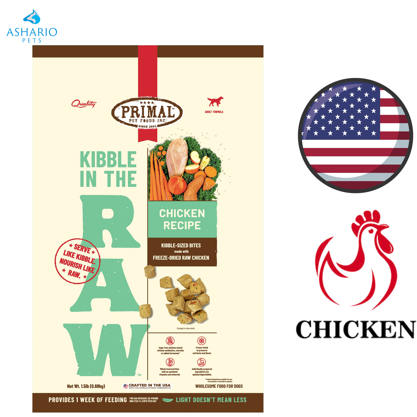 Primal - Kibble In The Raw Chicken Freeze Dried Dog Food