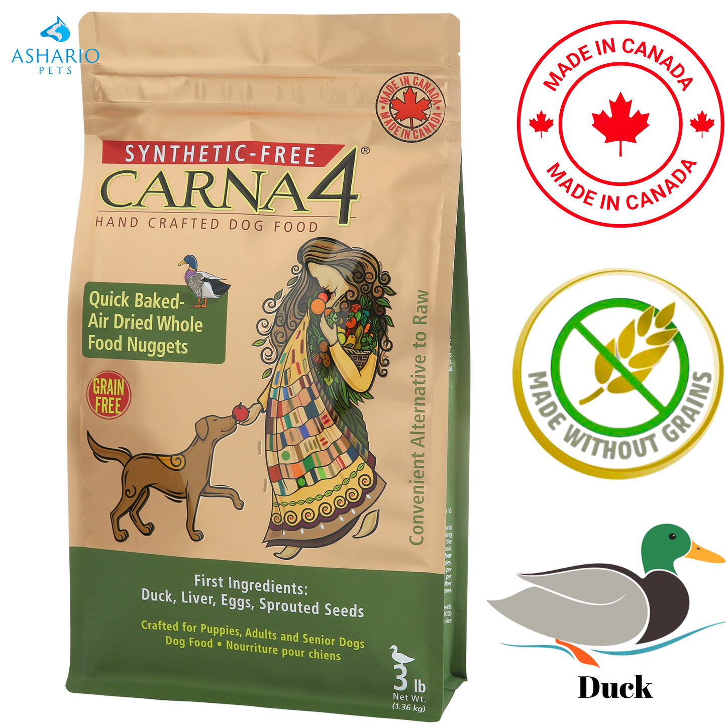Carna4 - Handcrafted Grain Free Duck Dry Dog Food