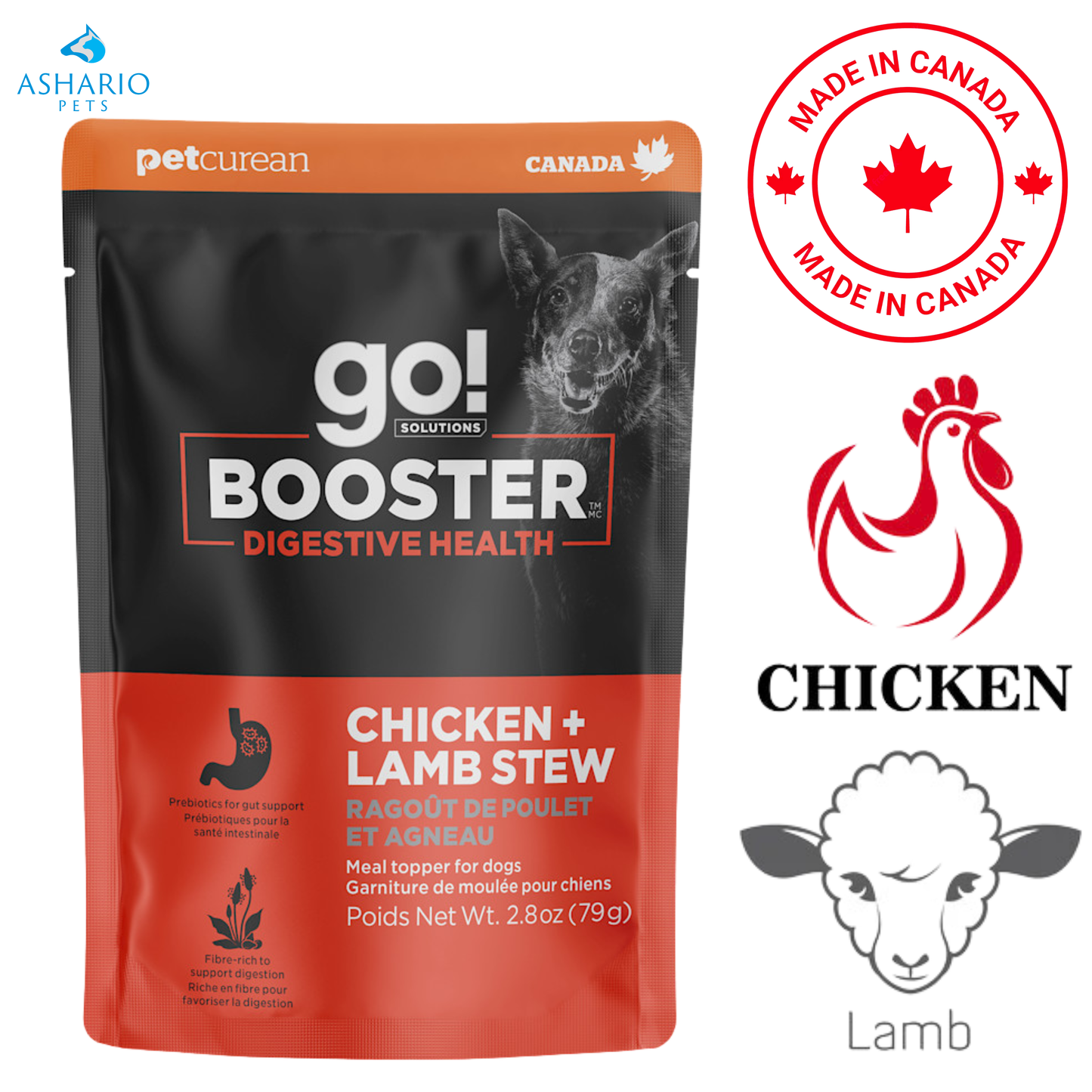 Go! Solutions - Booster Digestive Health Chicken + Lamb Stew Wet Dog Food Pouch