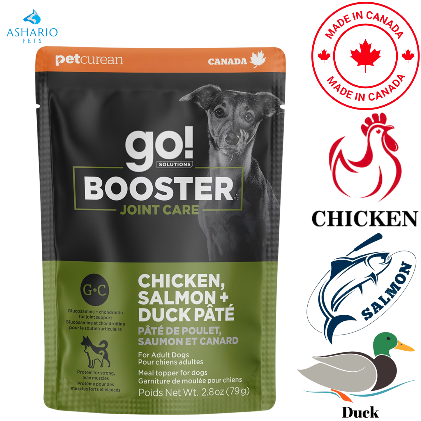 Go! Solutions - Booster Joint Care Chicken, Salmon + Duck Pate Wet Dog Food Pouch