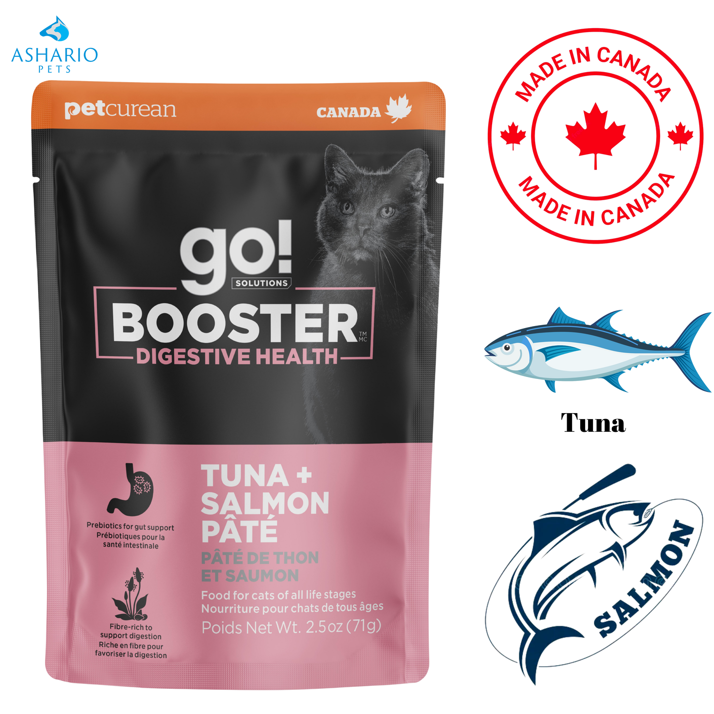 Go! Solutions - Booster Digestive Health Tuna + Salmon Pate Wet Cat Food Pouch