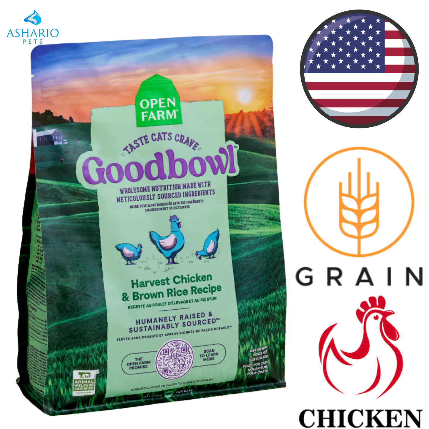 Open Farm - Goodbowl Harvest Chicken & Brown Rice Dry Cat Food