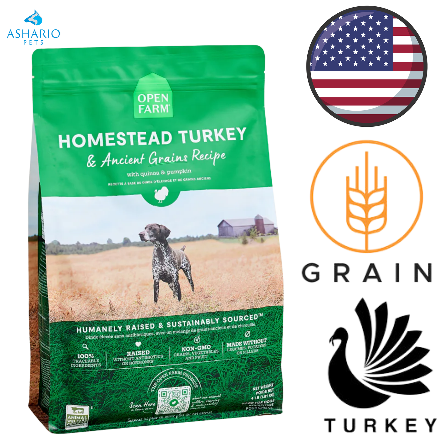 Open Farm - Homestead Turkey & Ancient Grains Dry Dog Food
