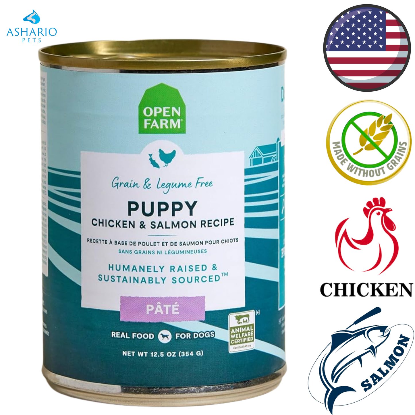 Open Farm - Grain Free Chicken & Salmon Puppy Pate Canned Dog Food