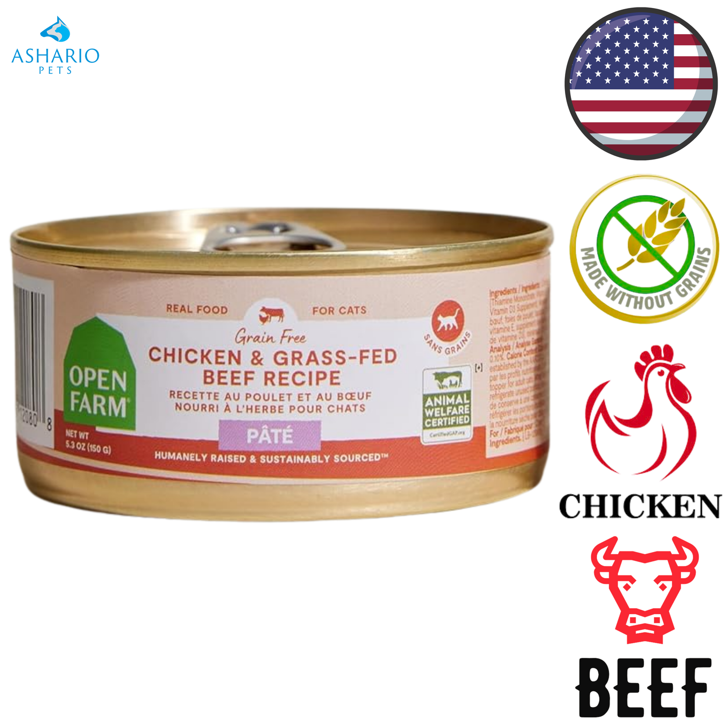 Open Farm - Grain Free Chicken & Grass-Fed Beef Pate Canned Cat Food