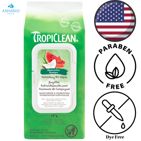 TropiClean - Watermelon Refreshing 2 In 1 Pet Wipes