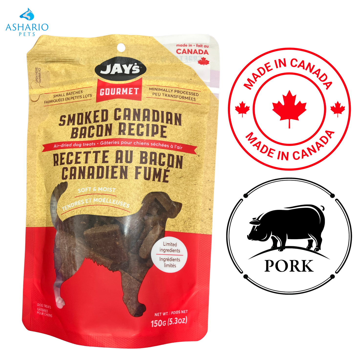 Jay's - Gourmet Smoked Canadian Bacon Air Dried Dog Treats