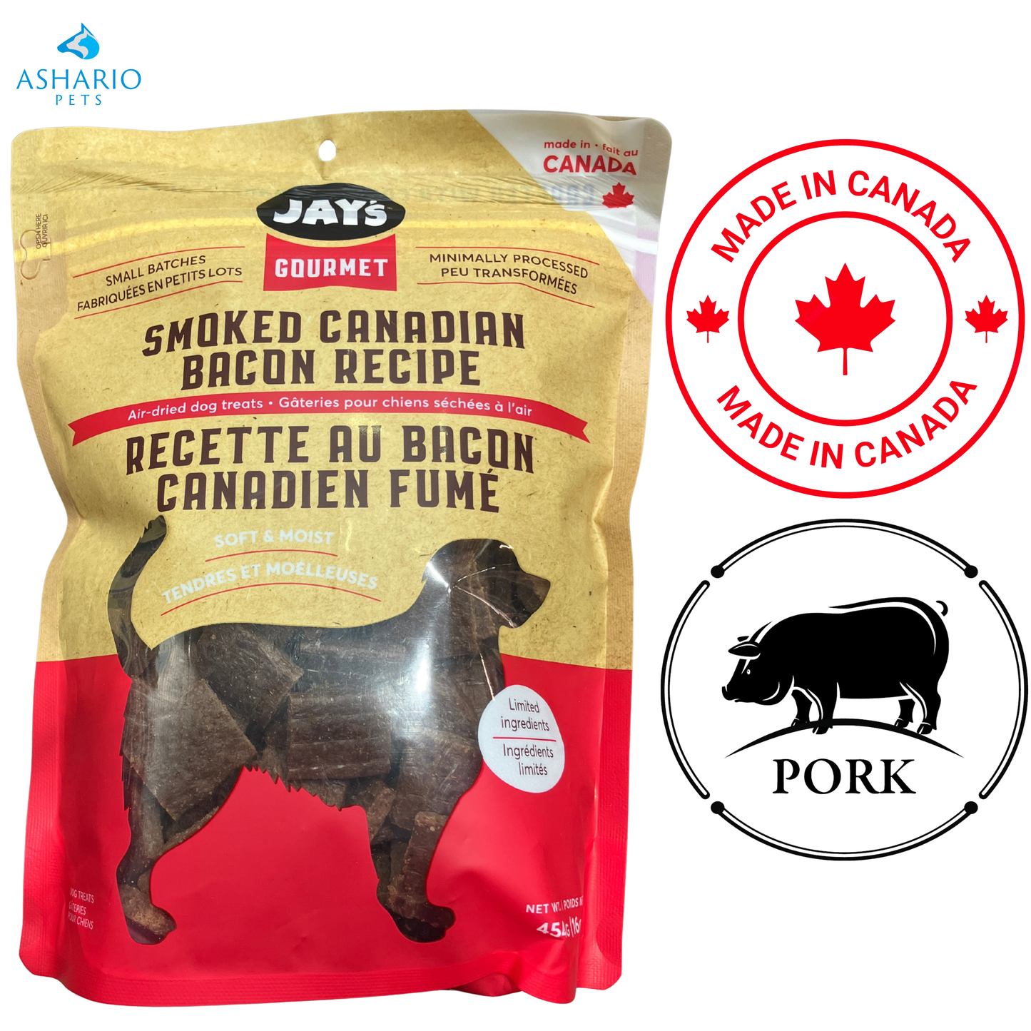 Jay's - Gourmet Smoked Canadian Bacon Air Dried Dog Treats