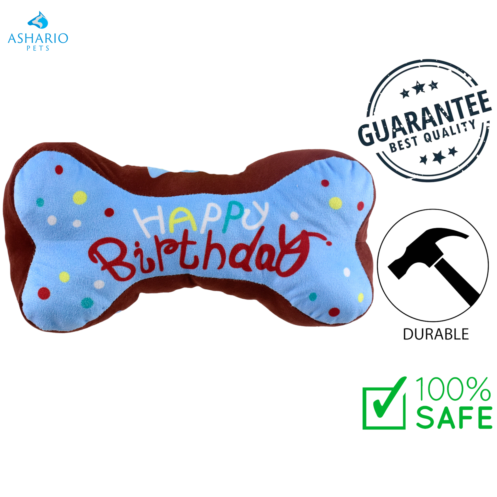 Riley & Rex - Squeaky Plush Happy Birthday Bone Dog Toy - 10.63 In — view 2