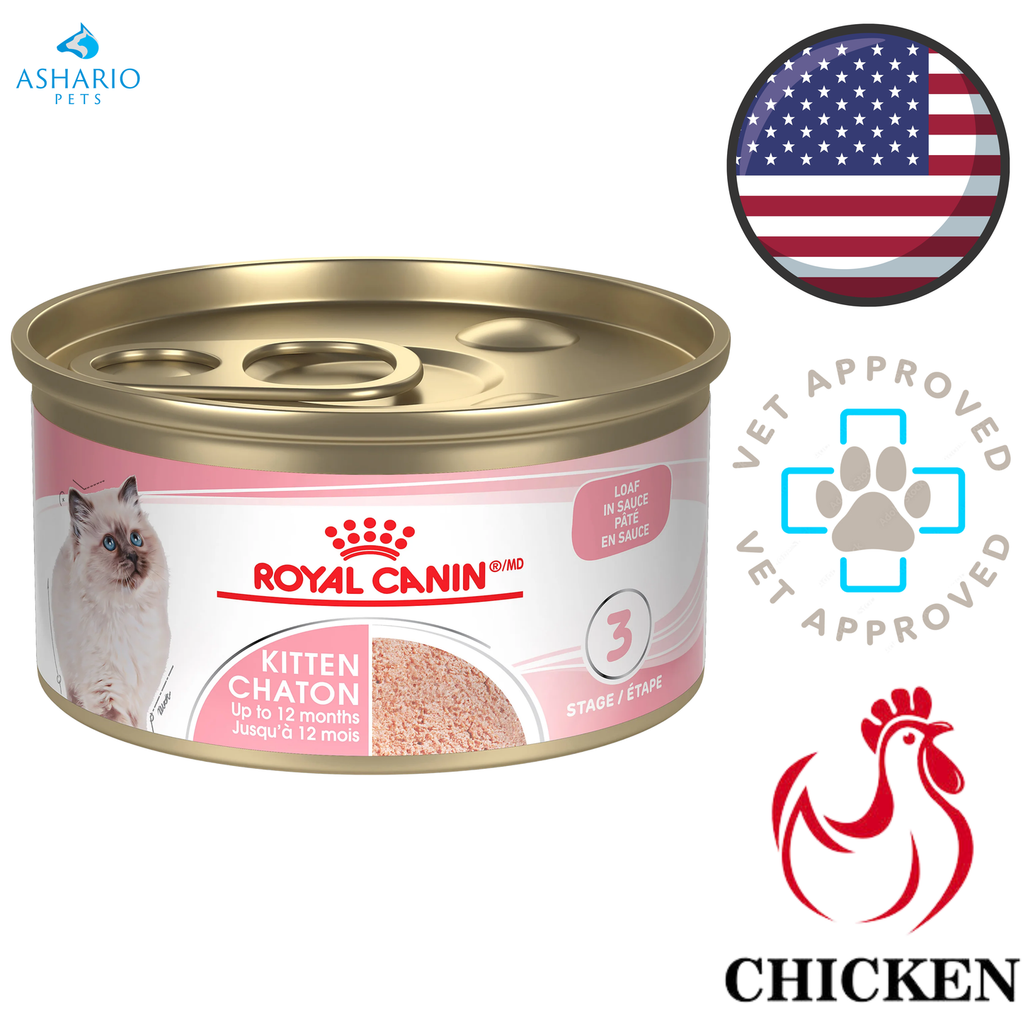 Royal Canin - Feline Health Nutrition Kitten Loaf In Sauce Canned Cat Food