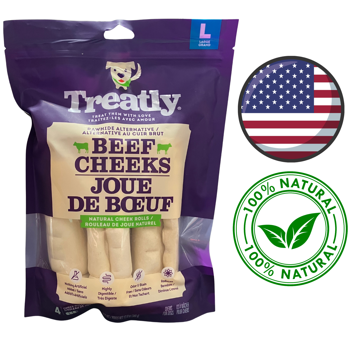 Treatly - Beef Cheeks Rolls Dog Treat