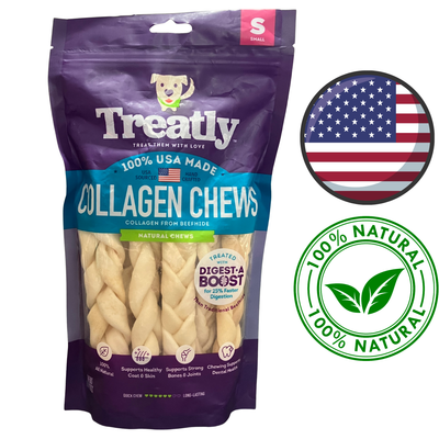 Treatly - Bag Of Small Collagen Braids Dog Treats - Small