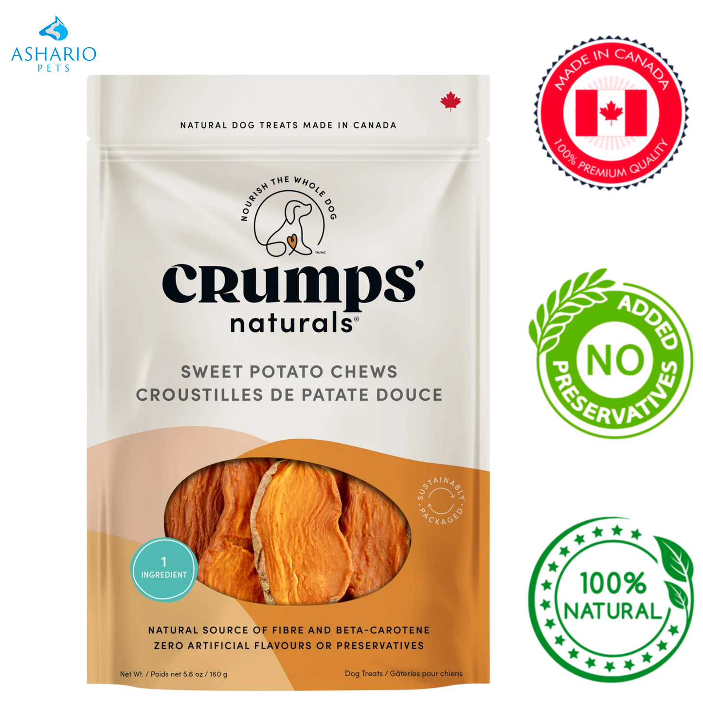 Crumps' Natural - Dehydrated Sweet Potato Chew Dog Treats