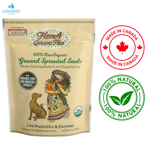 Carna4 - Flora4 Greens Plus Ground Sprouted Seeds Dog & Cat Food Topper