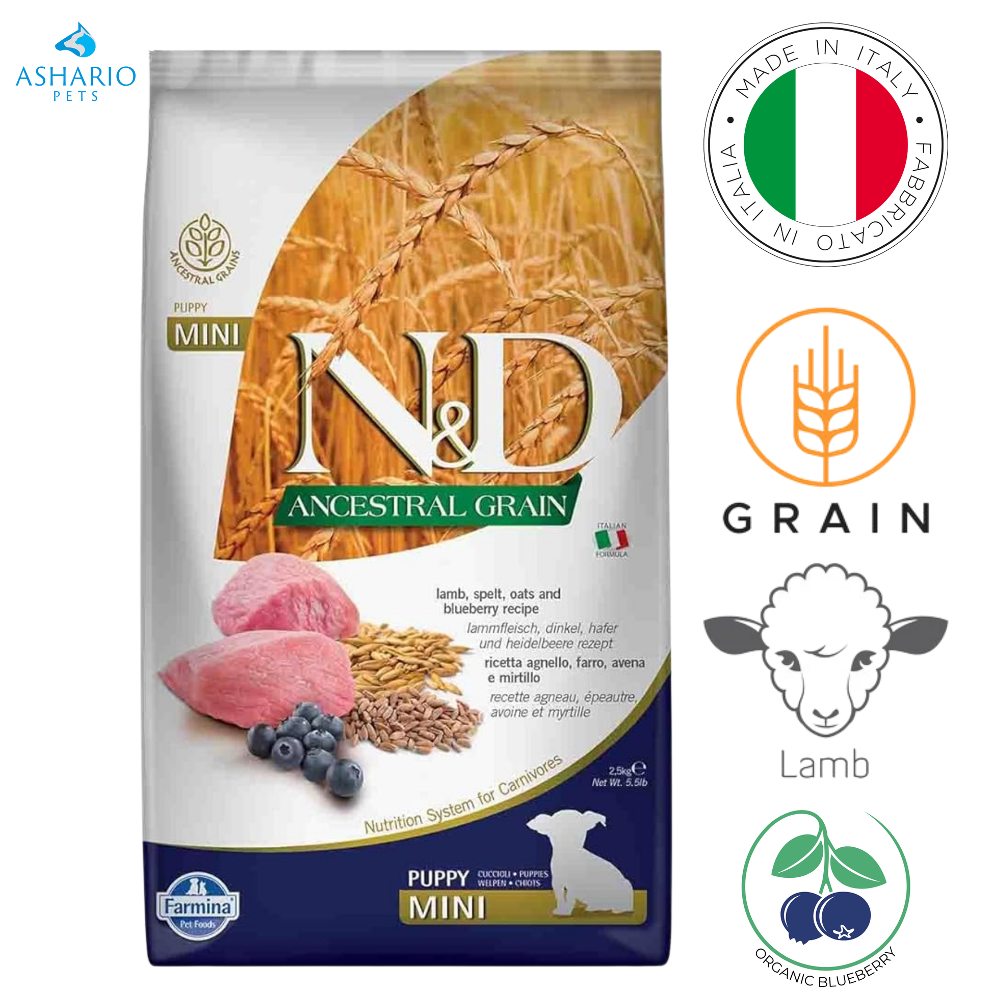 Farmina - Ancestral Grain Lamb & Blueberry Mini Puppy Dry Dog Food — main