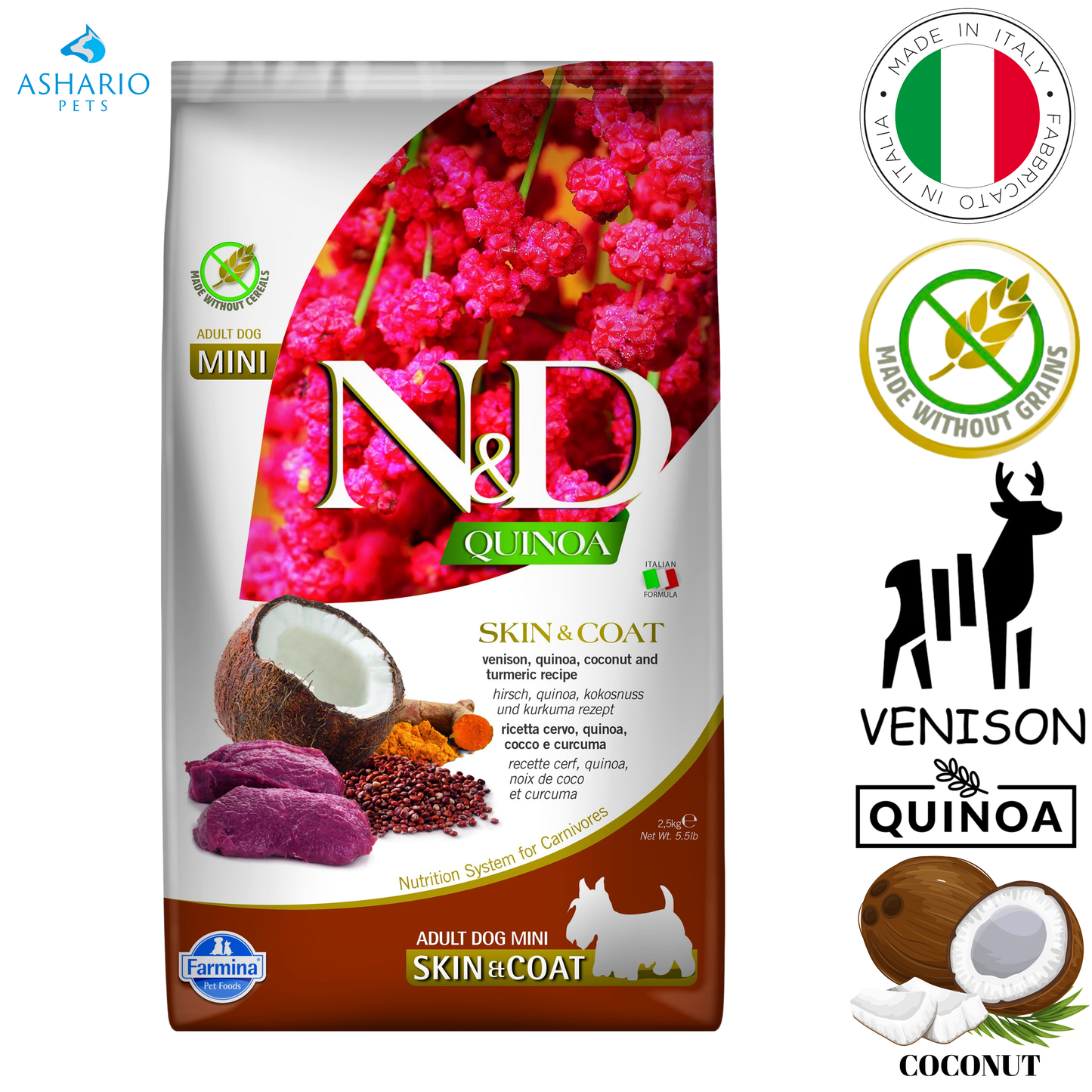 Farmina - Skin & Coat Venison & Quinoa Adult Mini Dry Dog Food