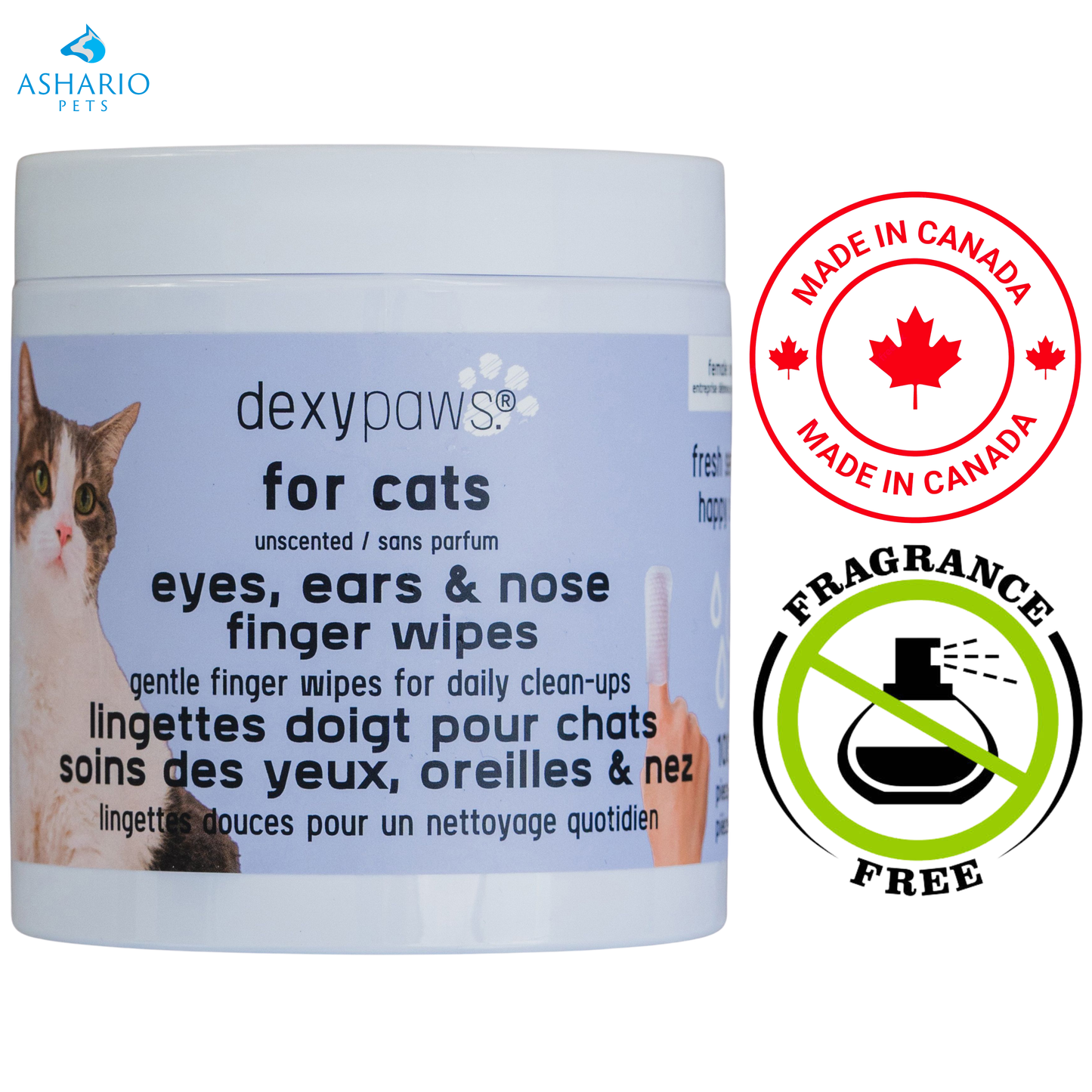 Dexypaws - Unscented & Gentle Finger Wipes For Cats