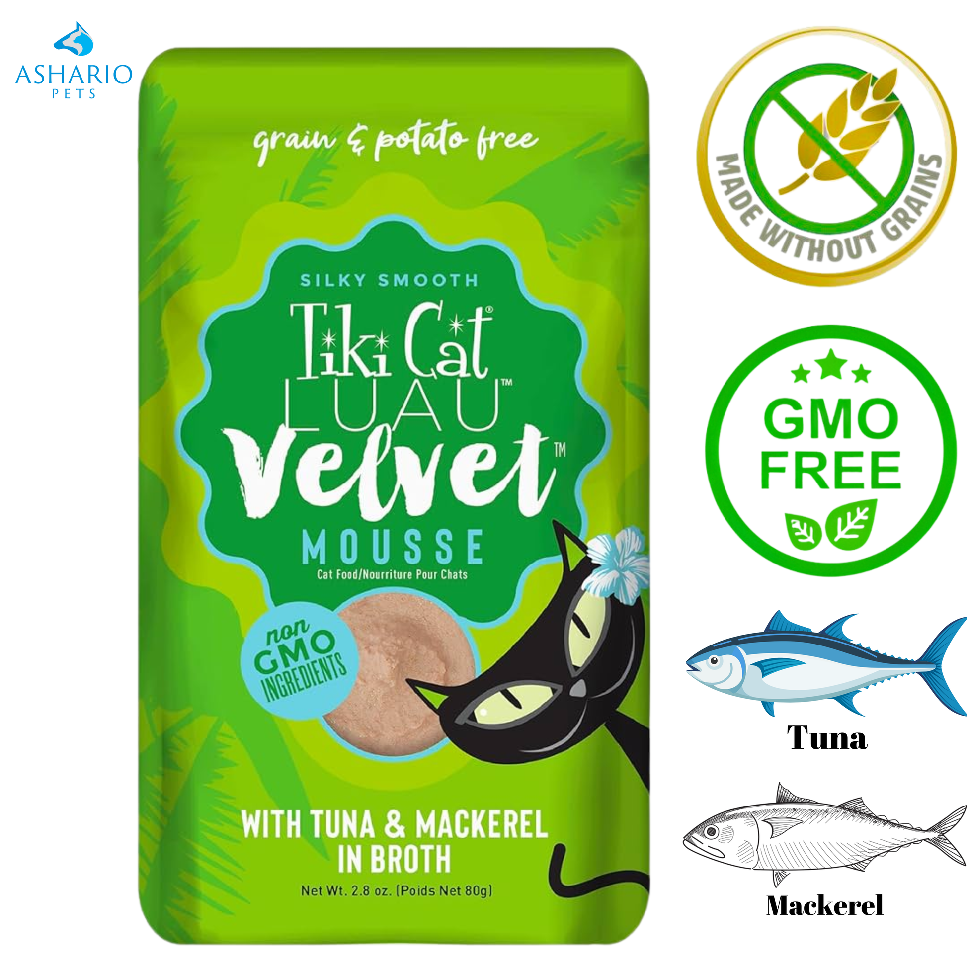 Tiki Cat - Luau Velvet Mousse Tuna & Mackerel In Broth Wet Cat Food Pouch