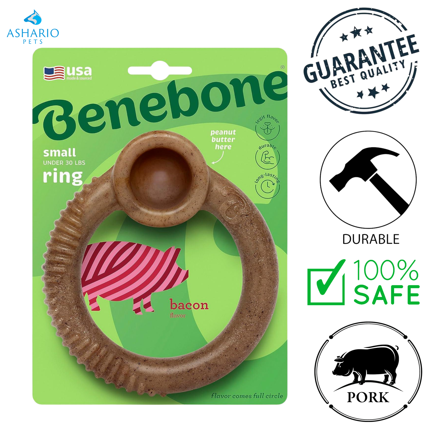 Benebone - Bacon Ring Flavoured Dog Chew Toy