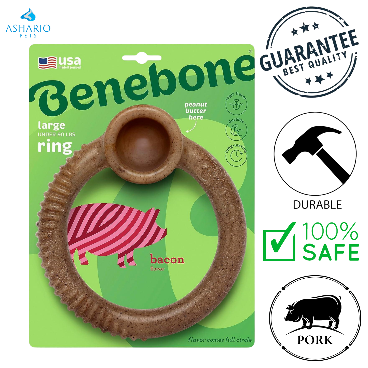 Benebone - Bacon Ring Flavoured Dog Chew Toy