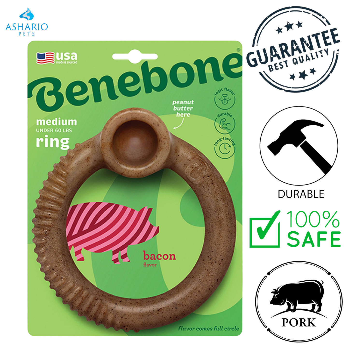 Benebone - Bacon Ring Flavoured Dog Chew Toy