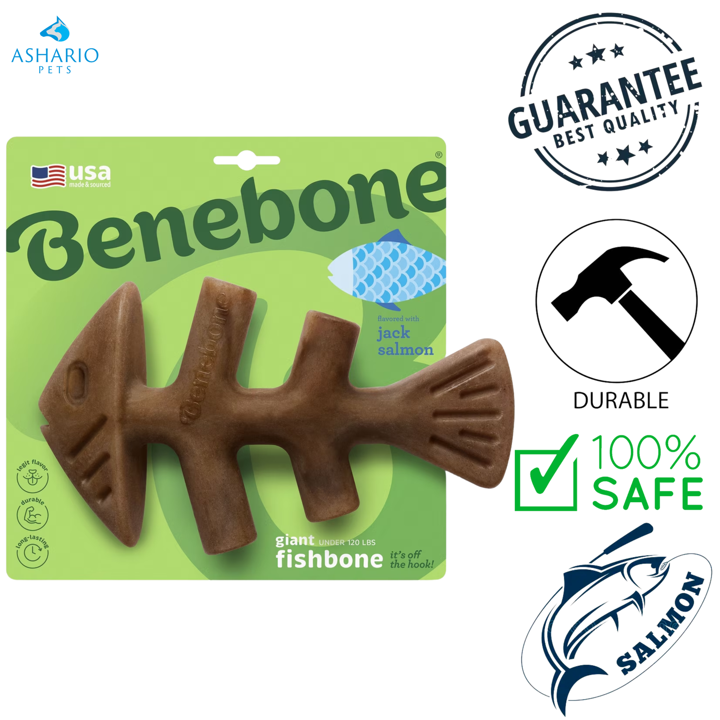 Benebone - Salmon Fishbone Flavoured Dog Chew Toy