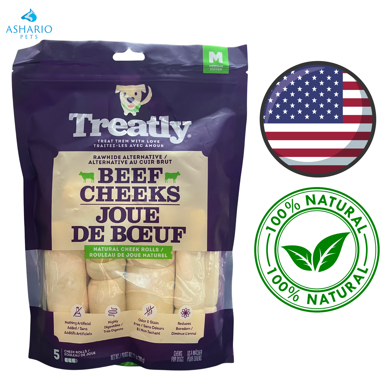 Treatly - Beef Cheeks Rolls Dog Treat