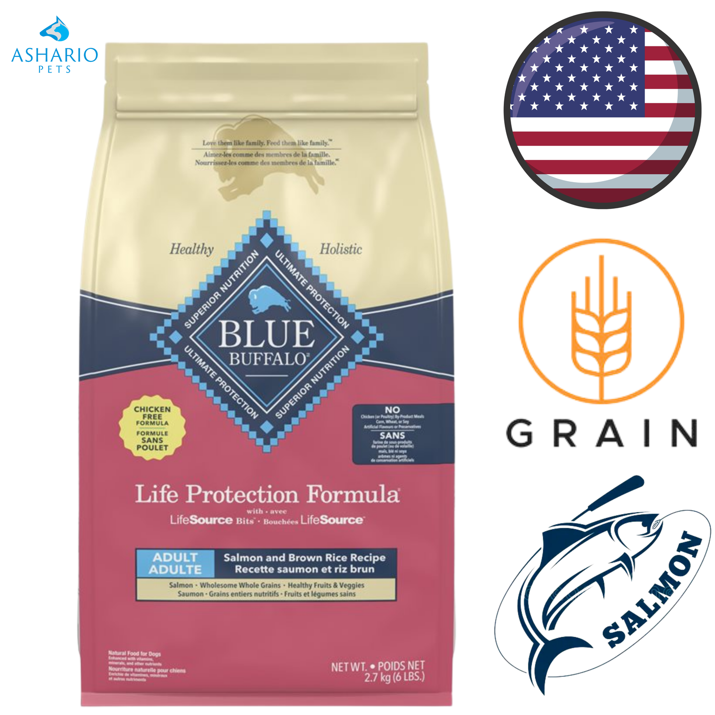 Blue Buffalo - Life Protection Salmon & Brown Rice Adult Dry Dog Food