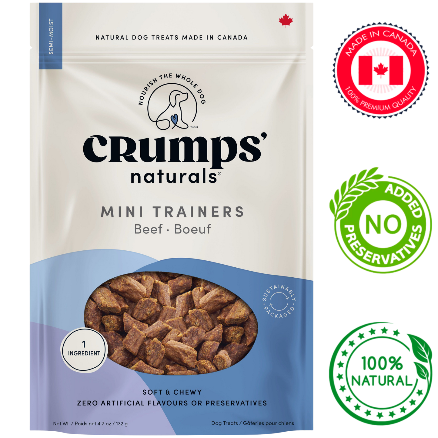 Crumps' Natural - Semi Moist Mini Trainers Beef Dog Treats