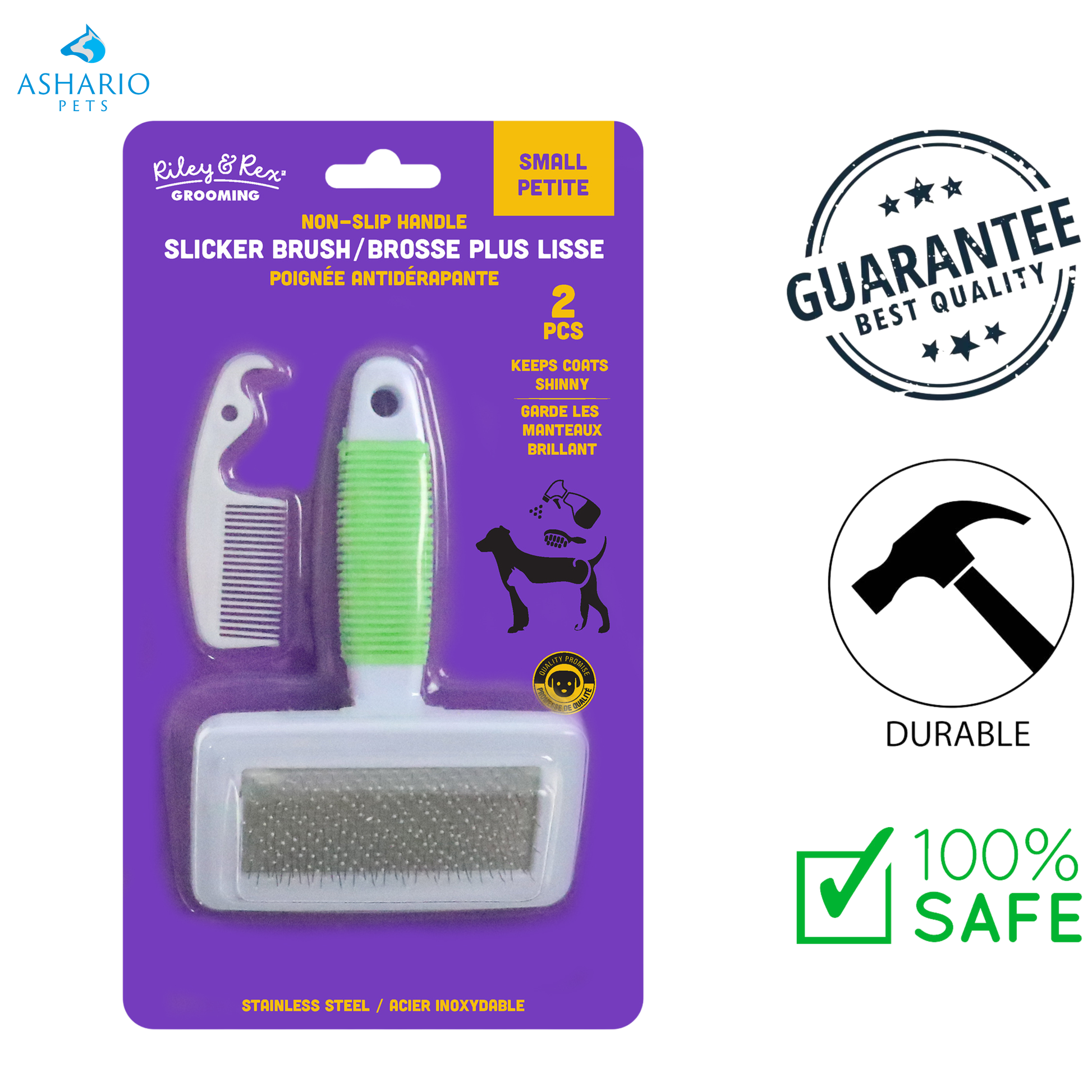 Riley & Rex - Non-Slip Handle Slicker Brush — main