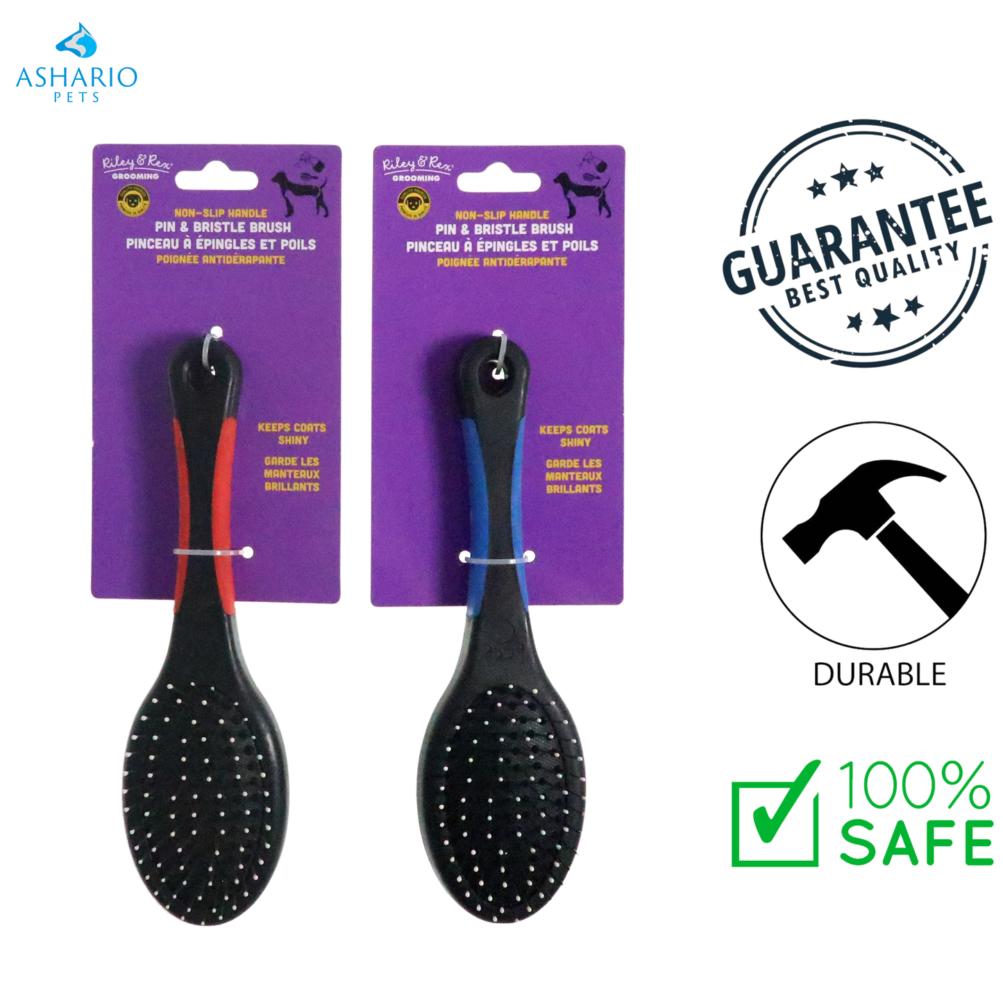 Riley & Rex - Double Sided Pet Pin & Bristle Brush