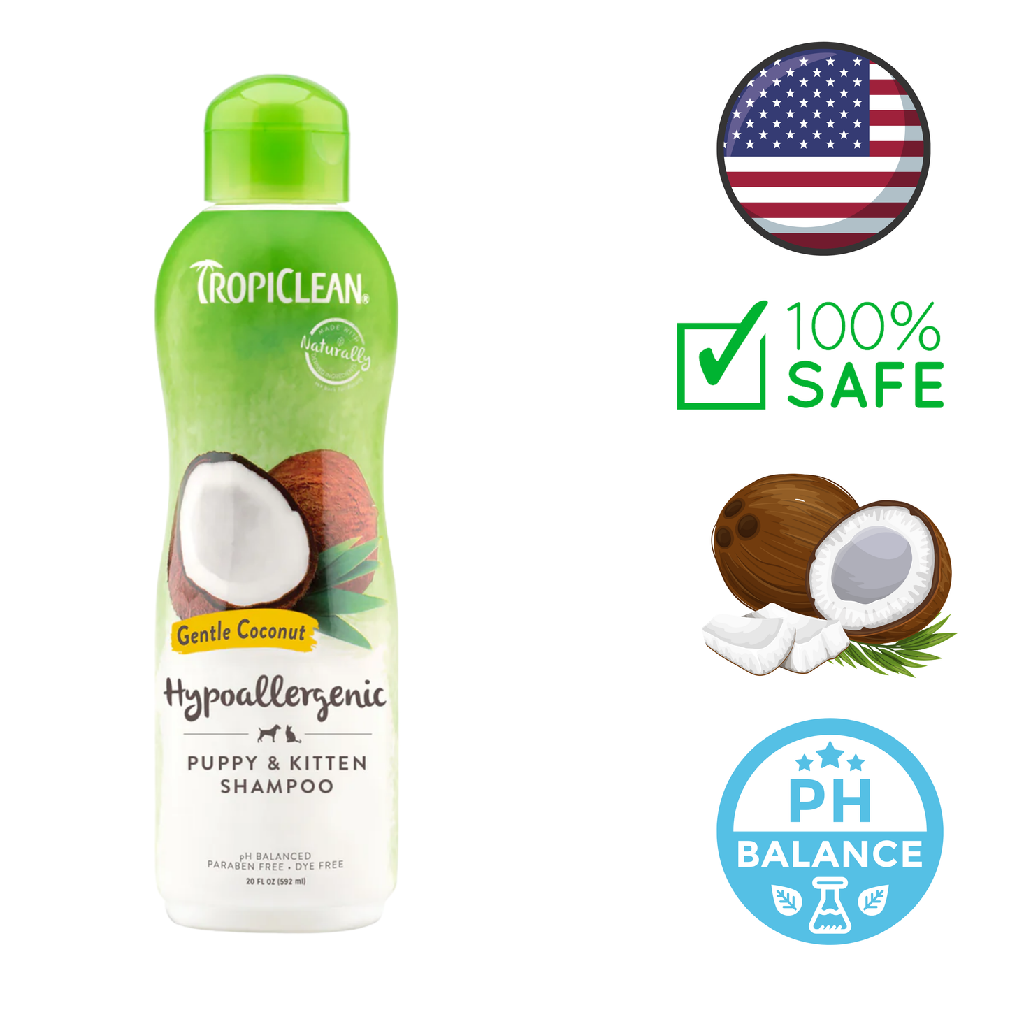 TropiClean - Gentle Coconut Hypoallergenic Puppy & Kitten Shampoo