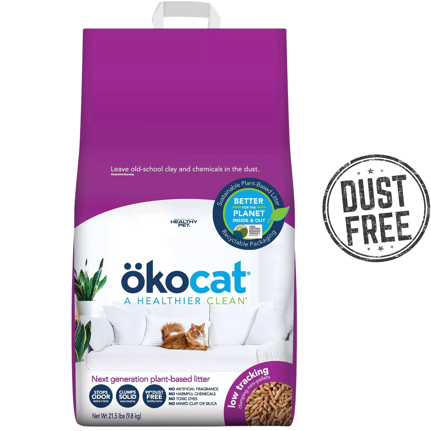 Okocat - Natural Wood Low Tracking Cat Litter